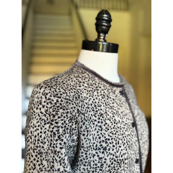 Leopard Print Cardigan Sweater Wool Velvet Fall Winter Modest Office Church - Picture 7 of 11